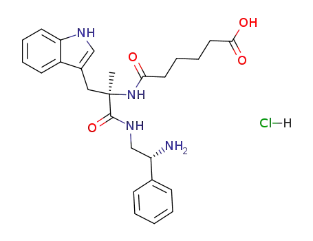 <R-(R*,R*)>-6-<<2-<(2-amino-2-phenylethyl)amino>-1-(1H-indol-3-ylmethyl)-1-methyl-2-oxoethyl>amino>-6-oxohexanoic acid monohydrochloride