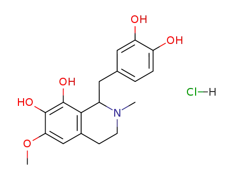 7,8-dihydroxy-1-(3,4-dihydroxybenzyl)-6-methoxy-2-methyl-1,2,3,4-tetrahydroisoquinoline hydrochloride