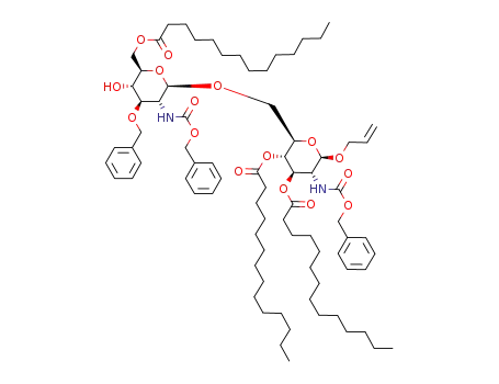 Tetradecanoic acid (2R,3S,4R,5R,6R)-6-allyloxy-2-((2R,3R,4R,5S,6R)-4-benzyloxy-3-benzyloxycarbonylamino-5-hydroxy-6-tetradecanoyloxymethyl-tetrahydro-pyran-2-yloxymethyl)-5-benzyloxycarbonylamino-4-tetradecanoyloxy-tetrahydro-pyran-3-yl ester