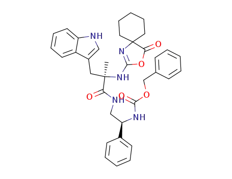 phenylmethyl <R-(R*,R*)>-<2-<<3-(1H-indol-3-yl)-2-methyl-2-<(4-oxo-3-oxa-1-azaspiro<4,5>dec-1-en-2-yl)amino>-1-oxopropyl>amino>-1-phenylethyl>carbamate