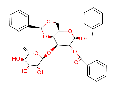 benzyl 2-O-benzoyl-4,6-O-benzylidene-3-O-(α-L-rhamnopyranosyl)-β-D-galactopyranoside