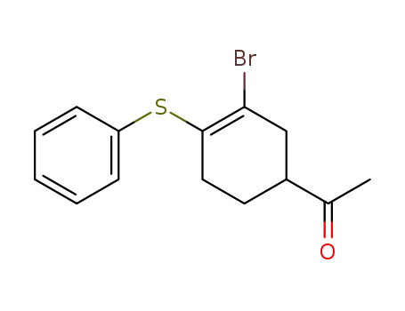 Molecular Structure of 85895-55-2 (Ethanone, 1-[3-bromo-4-(phenylthio)-3-cyclohexen-1-yl]-)