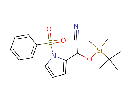 Molecular Structure of 101707-93-1 (1H-Pyrrole-2-acetonitrile,
a-[[(1,1-dimethylethyl)dimethylsilyl]oxy]-1-(phenylsulfonyl)-)