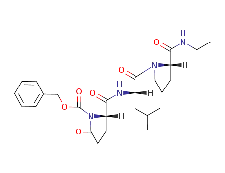 Molecular Structure of 78058-33-0 (L-Prolinamide,
5-oxo-1-[(phenylmethoxy)carbonyl]-L-prolyl-L-leucyl-N-ethyl-)