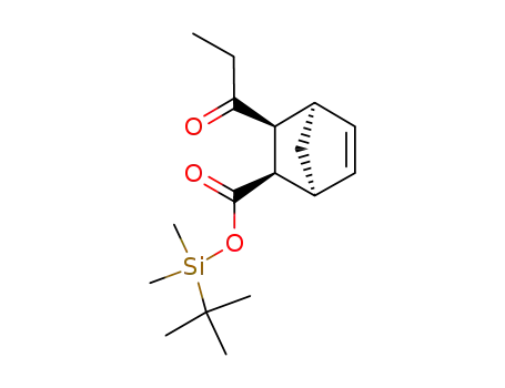 Molecular Structure of 113352-74-2 ((+)-(2,3-endo)-tert-butyldimethylsilyl 3-(1-oxopropyl)bicyclo<2.2.1>hept-5-ene-2-carboxylate)