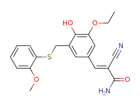 Molecular Structure of 107787-95-1 ((2E)-2-cyano-3-(3-ethoxy-4-hydroxy-5-{[(2-methoxyphenyl)sulfanyl]methyl}phenyl)prop-2-enamide)