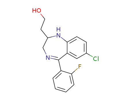 Molecular Structure of 112634-55-6 (2-[7-chloro-5-(2-fluorophenyl)-2,3-dihydro-1H-1,4-benzodiazepin-2-yl]ethanol)