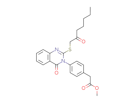 Molecular Structure of 102038-07-3 (methyl (4-{4-oxo-2-[(2-oxoheptyl)sulfanyl]quinazolin-3(4H)-yl}phenyl)acetate)