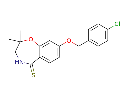 Molecular Structure of 144537-64-4 (1,4-Benzoxazepine-5(2H)-thione,
8-[(4-chlorophenyl)methoxy]-3,4-dihydro-2,2-dimethyl-)