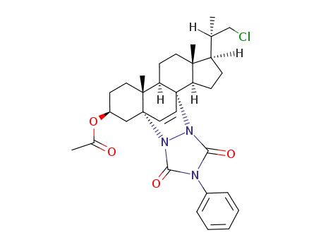 Molecular Structure of 87080-69-1 (22-Chlor-5α,8α-(4-phenyl-1,2-urazolo)-23,24-dinorchol-6-en-3β-yl-ethanoat)