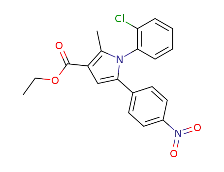Molecular Structure of 88502-24-3 (1H-Pyrrole-3-carboxylic acid,
1-(2-chlorophenyl)-2-methyl-5-(4-nitrophenyl)-, ethyl ester)