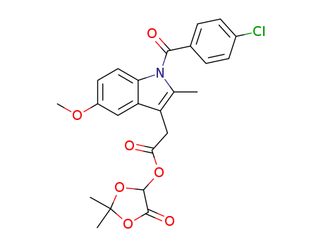 Molecular Structure of 134674-23-0 (1-(4-Chlorbenzoyl)-5-methoxy-2-methyl-1H-indol-3-yl-essigsaeure-(2,2-dimethyl-1,3-dioxolan-4-on-5-yl)ester)