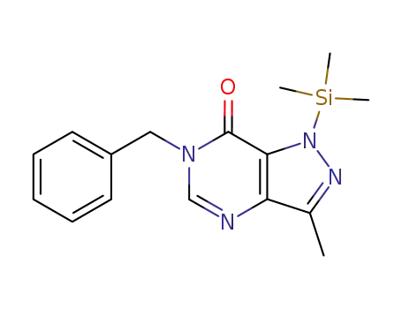 7H-Pyrazolo[4,3-d]pyrimidin-7-one,
1,6-dihydro-3-methyl-6-(phenylmethyl)-1-(trimethylsilyl)-
