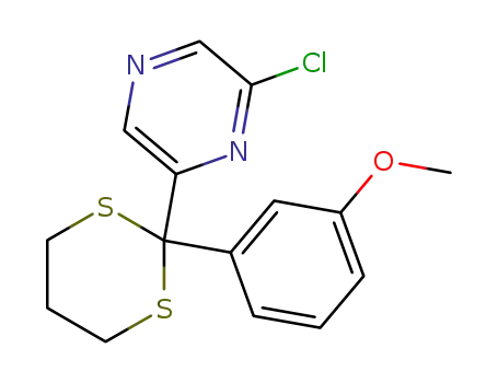 Molecular Structure of 130872-75-2 (2-Chloro-6-[2-(3-methoxy-phenyl)-[1,3]dithian-2-yl]-pyrazine)