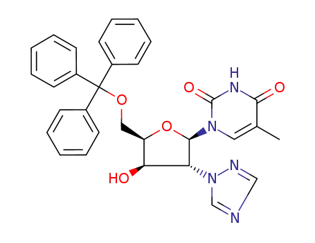 1-<5-O-trityl-2-(1,2,4-triazol-1-yl)-2-deoxy-β-D-xylofuranosyl>thymine