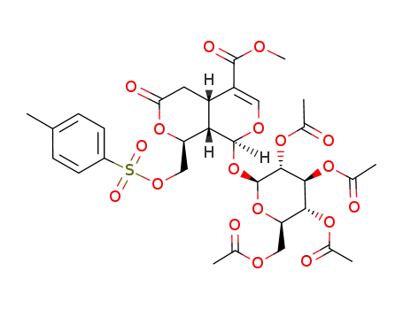 methyl (1S,4aS,8S,8aS)-6-oxo-1-(2',3',4',6'-tetraacetyl-β-D-glucopyranosyloxy)-8-tosyloxymethyl-1,4a,5,6,8,8a-hexahydro-pyrano<3,4-c>pyran-4-carboxylate