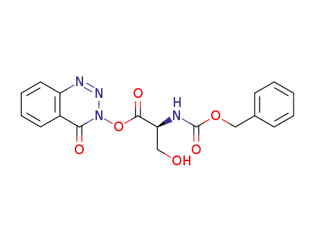Molecular Structure of 28334-77-2 (Carbamic acid,
[1-(hydroxymethyl)-2-oxo-2-[(4-oxo-1,2,3-benzotriazin-3(4H)-yl)oxy]ethyl]
-, phenylmethyl ester, (S)-)