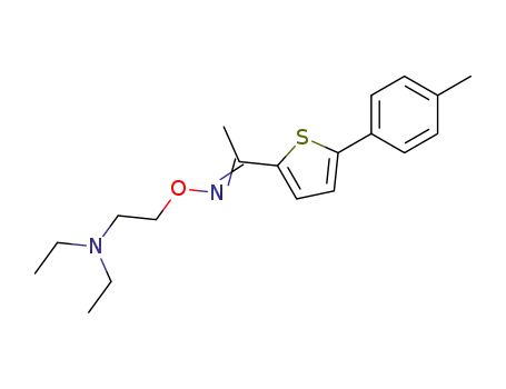 Molecular Structure of 93599-03-2 (N,N-diethyl-2-[({(1E)-1-[5-(4-methylphenyl)thiophen-2-yl]ethylidene}amino)oxy]ethanamine)