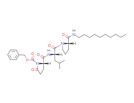 Molecular Structure of 78058-36-3 (L-Prolinamide,
5-oxo-1-[(phenylmethoxy)carbonyl]-L-prolyl-L-leucyl-N-decyl-)