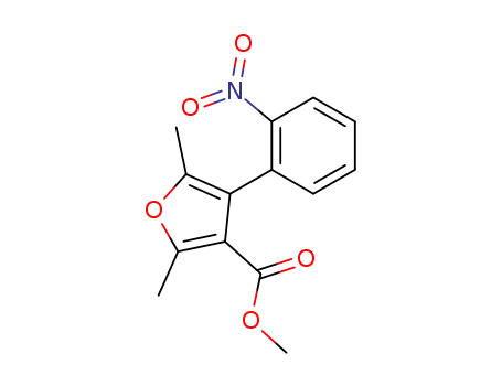 Molecular Structure of 89193-32-8 (3-Furancarboxylic acid, 2,5-dimethyl-4-(2-nitrophenyl)-, methyl ester)