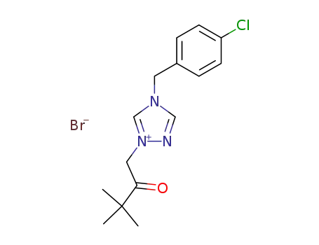 Molecular Structure of 103026-58-0 (4-(4-Chloro-benzyl)-1-(3,3-dimethyl-2-oxo-butyl)-4H-[1,2,4]triazol-1-ium; bromide)
