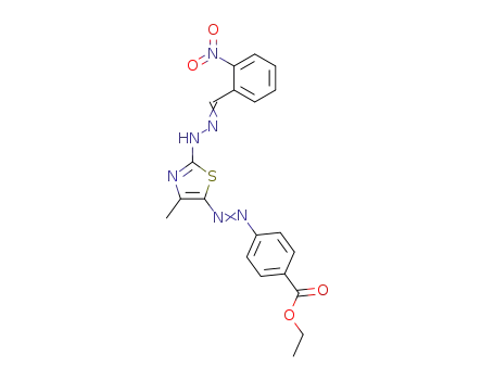 4-(4-Methyl-2-{N'-[1-(2-nitro-phenyl)-meth-(Z)-ylidene]-hydrazino}-thiazol-5-ylazo)-benzoic acid ethyl ester