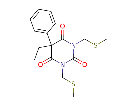 Molecular Structure of 100849-50-1 (5-ethyl-1,3-bis[(methylsulfanyl)methyl]-5-phenylpyrimidine-2,4,6(1H,3H,5H)-trione)