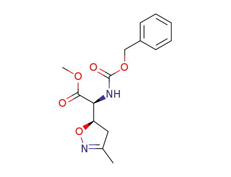 Molecular Structure of 114658-41-2 ((S)-Benzyloxycarbonylamino-((R)-3-methyl-4,5-dihydro-isoxazol-5-yl)-acetic acid methyl ester)