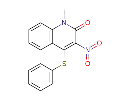 Molecular Structure of 141945-65-5 (2(1H)-Quinolinone, 1-methyl-3-nitro-4-(phenylthio)-)