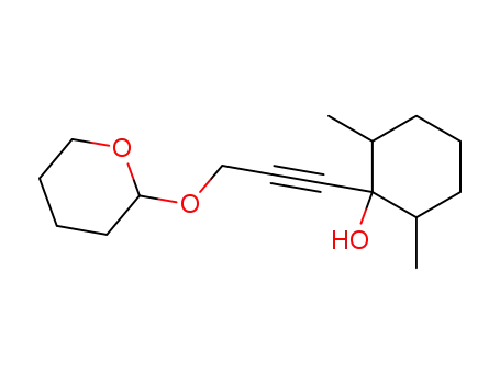 Molecular Structure of 154137-25-4 (3-(1-hydroxy-2,6-dimethylcyclohexyl)-1-(tetrahydro-2H-pyran-2-yloxy)prop-2-yne)