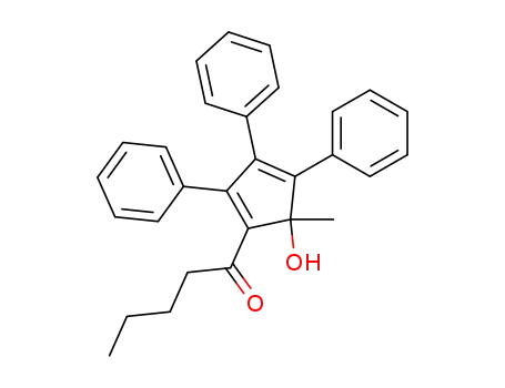Molecular Structure of 113445-94-6 (1-Pentanone,
1-(5-hydroxy-5-methyl-2,3,4-triphenyl-1,3-cyclopentadien-1-yl)-)