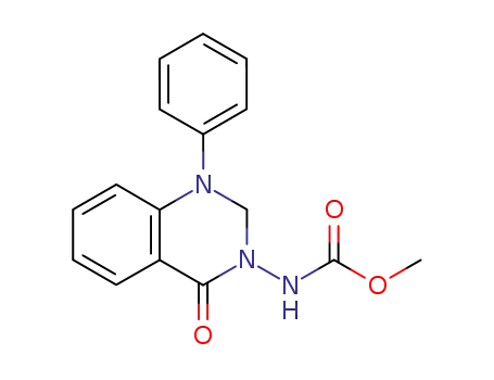 Molecular Structure of 89782-37-6 (Carbamic acid, (1,4-dihydro-4-oxo-1-phenyl-3(2H)-quinazolinyl)-,
methyl ester)