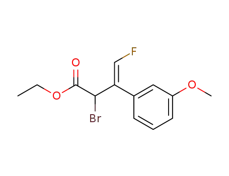 Molecular Structure of 89999-12-2 (Benzenepropanoic acid, a-bromo-b-(fluoromethylene)-3-methoxy-,
ethyl ester, (E)-)