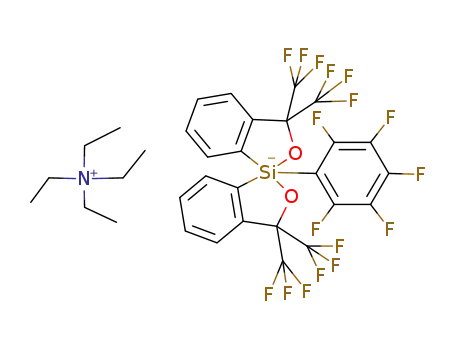 Molecular Structure of 97878-01-8 (tetraethylammonium bis<α,α-bis(trifluoromethyl)benzenemethanolato(2-)-C<sup>2</sup>,O>(pentafluorophenyl)silicate(1-))