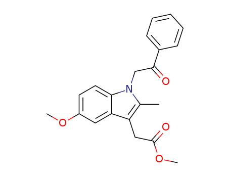 Molecular Structure of 106287-85-8 (1H-Indole-3-acetic acid, 5-methoxy-2-methyl-1-(2-oxo-2-phenylethyl)-,
methyl ester)