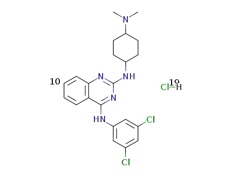 Molecular Structure of 76005-15-7 (N<sup>4</sup>-(3,5-Dichloro-phenyl)-N<sup>2</sup>-(4-dimethylamino-cyclohexyl)-quinazoline-2,4-diamine; hydrochloride)