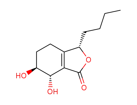 Molecular Structure of 140694-58-2 (1(3H)-Isobenzofuranone,3-butyl-4,5,6,7-tetrahydro-6,7-dihydroxy-, (3S,6S,7S)-)