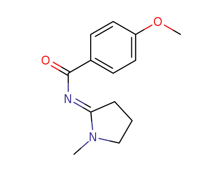 Molecular Structure of 126336-80-9 (4-Methoxy-N-[1-methyl-pyrrolidin-(2E)-ylidene]-benzamide)