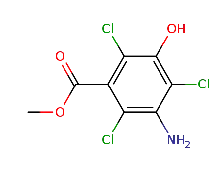 Molecular Structure of 93561-95-6 (Benzoic acid, 3-amino-2,4,6-trichloro-5-hydroxy-, methyl ester)