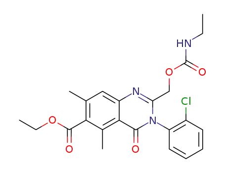Molecular Structure of 82520-31-8 (3-(2-chlorophenyl)-6-ethoxycarbonyl-5,7-dimethyl-2-(N-ethylcarbamoyloxymethyl)-4(3H)-quinazolinone)