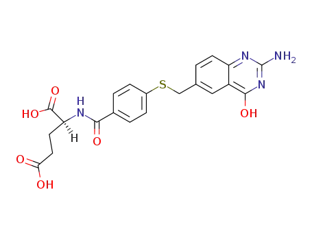 Molecular Structure of 64088-74-0 (N-(4-{[(2-amino-4-oxo-1,4-dihydroquinazolin-6-yl)methyl]sulfanyl}benzoyl)glutamic acid)