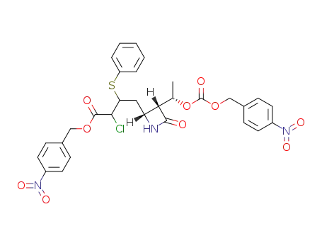 (+/-)-3(R*)-(1(S*)-((((p-nitrobenzyl)oxy)carbonyl)oxy)ethyl)-4(R*)-(3-(((p-nitrobenzyl)oxy)carbonyl)-3-chloro-2-(phenylthio)propyl)azetidin-2-one