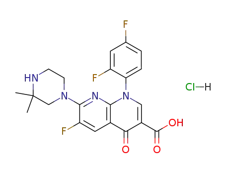 1-(2,4-difluorophenyl)-6-fluoro-7-(3,3-dimethylpiperazin-1-yl)-1,4-dihydro-4-oxo<1,8>naphthyridine-3-carboxylic acid hydrochloride