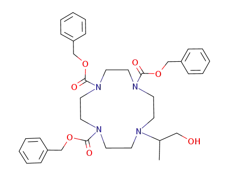 Molecular Structure of 138884-12-5 (1,4,7,10-Tetraazacyclododecane-1,4,7-tricarboxylic acid,
10-(2-hydroxy-1-methylethyl)-, tris(phenylmethyl) ester)