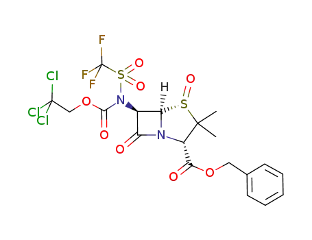 benzyl 6β-<-N-(2,2,2-trichloroethoxycarbonyl)-N-trifluoromethylsulphonylamino>penicillanate 1α-oxide