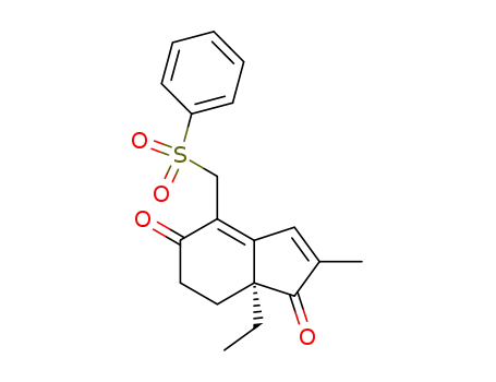 Molecular Structure of 88247-96-5 (1H-Indene-1,5(6H)-dione,
7a-ethyl-7,7a-dihydro-2-methyl-4-[(phenylsulfonyl)methyl]-, (S)-)