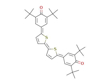 Molecular Structure of 121846-77-3 (2,5-Cyclohexadien-1-one,
4-[5-[5-[3,5-bis(1,1-dimethylethyl)-4-oxo-2,5-cyclohexadien-1-ylidene]-2
(5H)-thienylidene]-2(5H)-thienylidene]-2,6-bis(1,1-dimethylethyl)-)
