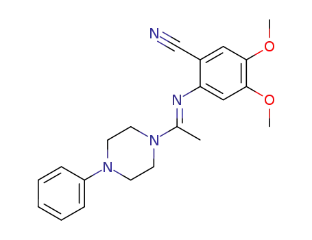 Molecular Structure of 90402-29-2 (Piperazine, 1-[1-[(2-cyano-4,5-dimethoxyphenyl)imino]ethyl]-4-phenyl-)