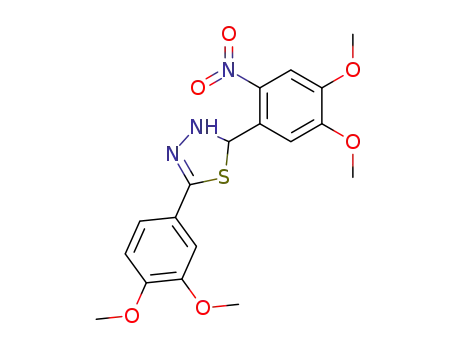Molecular Structure of 87880-52-2 (1,3,4-Thiadiazole,
2-(4,5-dimethoxy-2-nitrophenyl)-5-(3,4-dimethoxyphenyl)-2,3-dihydro-)