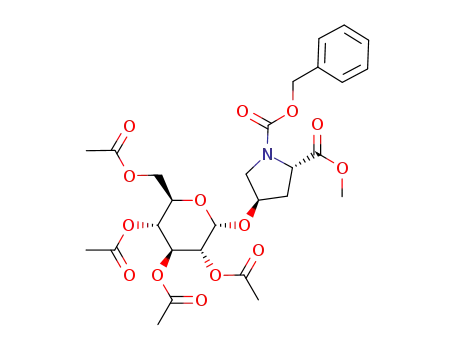 (2S,4R)-4-((2S,3R,4S,5R,6R)-3,4,5-Triacetoxy-6-acetoxymethyl-tetrahydro-pyran-2-yloxy)-pyrrolidine-1,2-dicarboxylic acid 1-benzyl ester 2-methyl ester